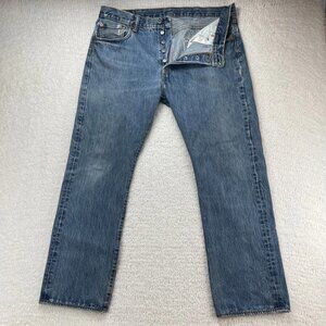 Levi's 501 Jeans Mens 38x32 (actual 36x30) Blue Straight Leg Button Fly Denim